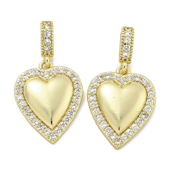 

PandaHall Rack Plating Brass Micro Pave Cubic Zirconia Pendants, Cadmium Free & Lead Free, Long-Lasting Plated, Real 18K Gold Plated, Heart..., Clear