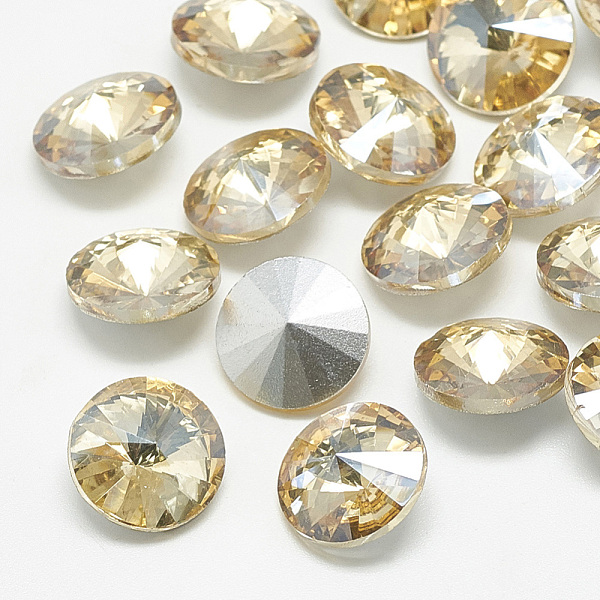 

PandaHall Pointed Back Glass Rhinestone Cabochons, Rivoli Rhinestone, Back Plated, Faceted, Cone, Light Colorado Topaz, 16x7.5~8mm Glass..., Yellow