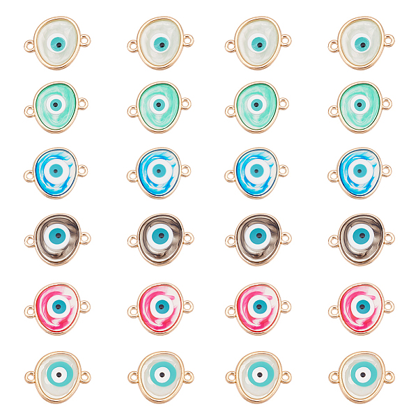 

PandaHall arricraft 24 Pcs Evil Eye Connectors, 6 Colors Transparent Evil Eye Resin Links Egg Shape Colorful Linking Charm with Loops for..., Multicolor