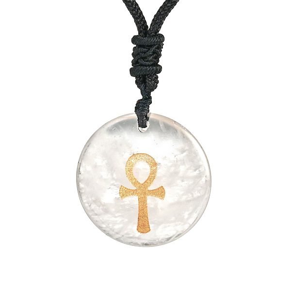 

PandaHall Natural Quartz Crystal Pendants, Religion Charm, Flat Round with Ankh Cross, 1.18x0.24 inch(3x0.6cm) Quartz Crystal Flat Round