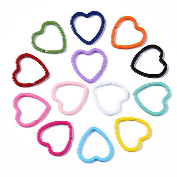 

PandaHall Spray Painted Iron Split Key Rings, Keychain Clasp Findings, Heart, Mixed Color, 31x30.5x3mm, Inner Diameter: 23x25mm Iron Heart..., Multicolor