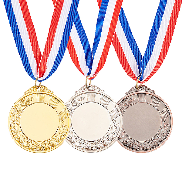 3 Stücke 3 Farben Zinklegierung Blanko Medaille