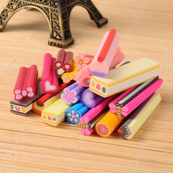 

PandaHall Polymer Clay Nail Art Decoration, Fashion Nail Care, No Hole Tubes, Mixed Shapes, Mixed Color, Mixed Color, 50x8~12mm Polymer Clay..., Multicolor
