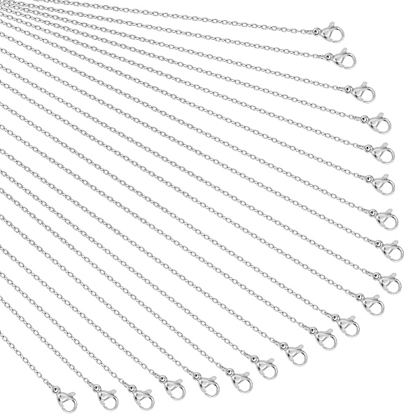 

PandaHall 20Pcs 304 Stainless Steel Cable Chain Necklaces Set for Men Women, Stainless Steel Color, 21.65 inch(55cm) 304 Stainless Steel