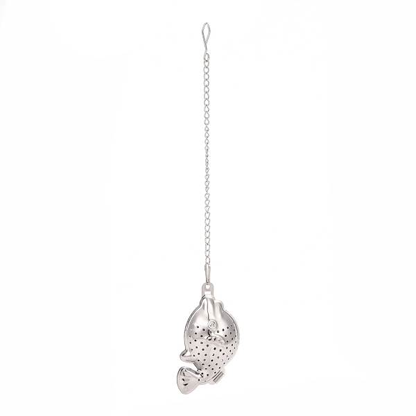 

PandaHall 304 Stainless Steel Tea Infuser, Fish with Chain Hook, Tea Ball Strainer Infusers, Stainless Steel Color, 210mm Stainless Steel
