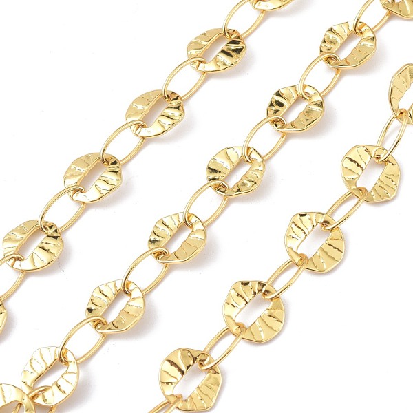 

PandaHall Brass Dapped Chains, with Spool, Soldered, Oval, Real 18K Gold Plated, 12x1.5mm and 12x6.5x1mm Brass