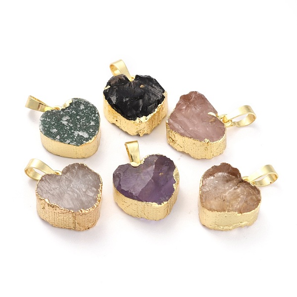 

PandaHall Natural Mixed Gemstone Pendants, with Golden Brass Findings, Heart, 18.5~19x17~17.5x8~8.5mm, Hole: 7.8x5mm Mixed Stone Heart