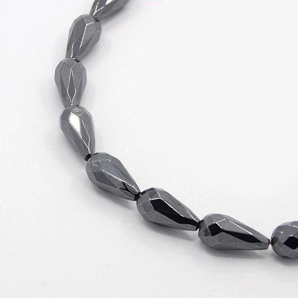 

PandaHall Grade A Non-magnetic Synthetic Hematite Faceted Teardrop Beads Strands, Black, 16x8mm, Hole: 1mm, about 25pcs/strand, 15.6 inch...