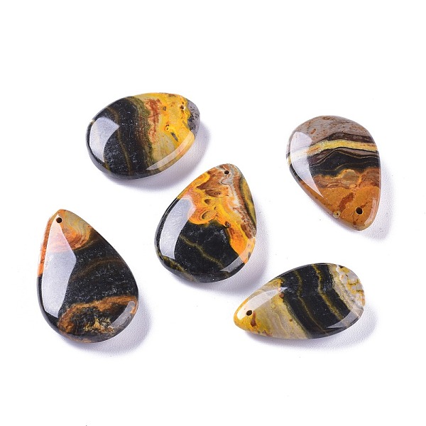 

PandaHall Natural Bumblebee Jasper Pendants, Teardrop, 33~41x21~26.5x8~9.5mm, Hole: 1.5mm Bumblebee Jasper Teardrop