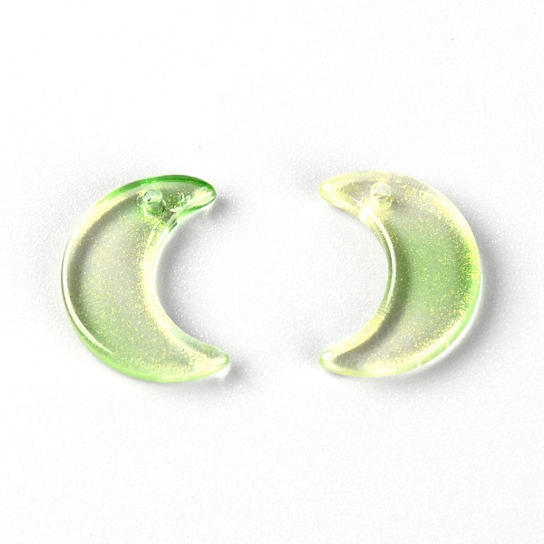 

PandaHall Glass Pendants, DIY Accessories for Jewelry Making, with Glitter Powder, Moon, Lime Green, 16x11.5x3mm, Hole: 1.2mm Glass Moon