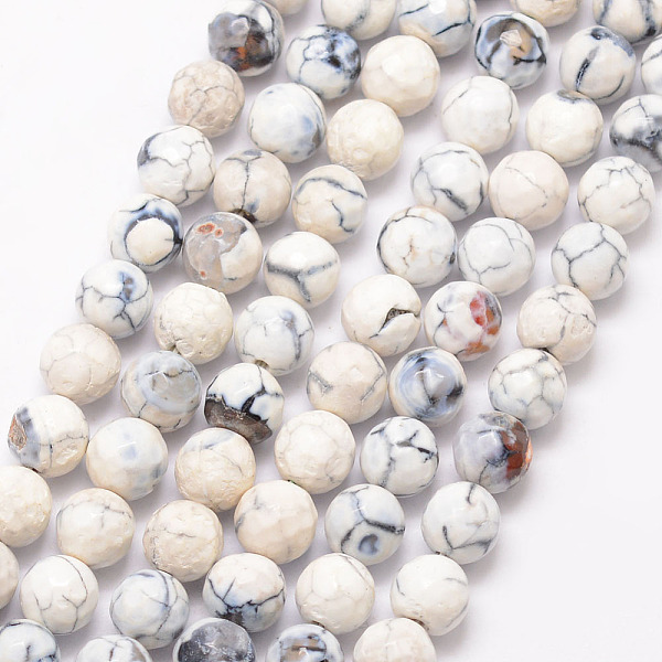 

PandaHall Natural Fire Crackle Agate Bead Strands, Round, Grade A, Faceted, Dyed & Heated, White, 8mm, Hole: 1mm, about 47pcs/strand, 15...