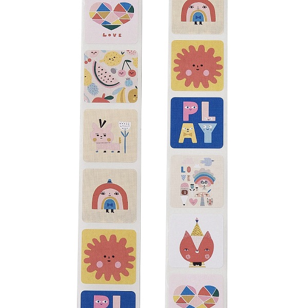 

PandaHall Paper Sealing Stickers, Label Paster Picture Stickers, Colorful, 25x25mm 500pcs/roll Paper Square