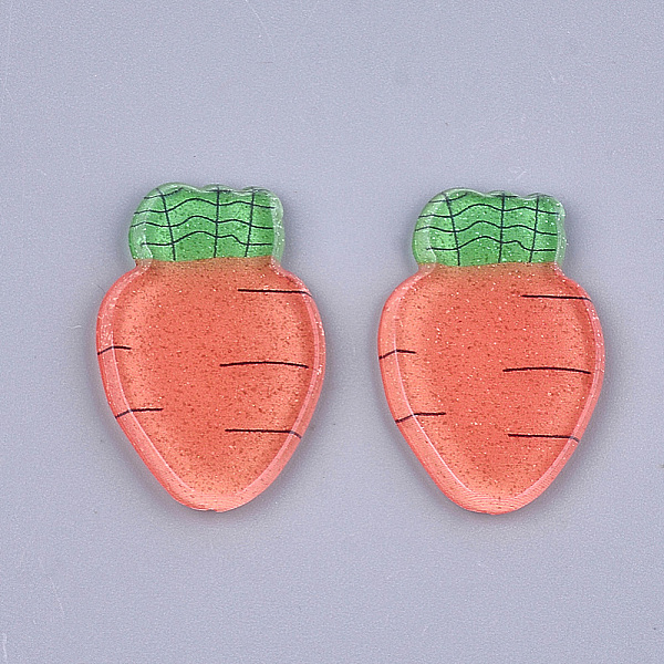 

PandaHall Plastic Cabochons, with Glitter Powder, Carrot, Tomato, 25x16x2mm Plastic Vegetables Red