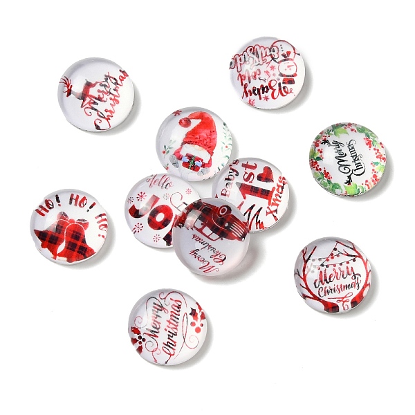 

PandaHall Glass Cabochons, Half Round/Dome, Christmas Bell, 12x4.5mm, 10pcs/set Glass Christmas Bell