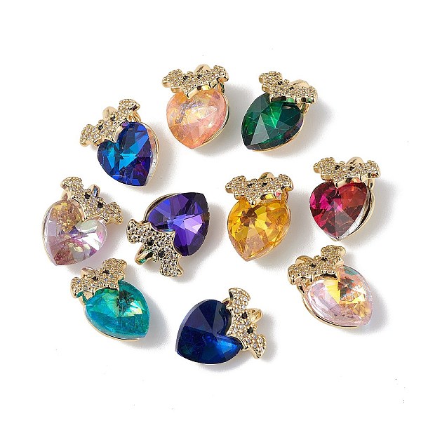 

PandaHall Real 18K Gold Plated Rack Plating Brass Micro Pave Clear Cubic Zirconia Pendants, with Glass, Long-Lasting Plated, Cadmium Free &..., Multicolor