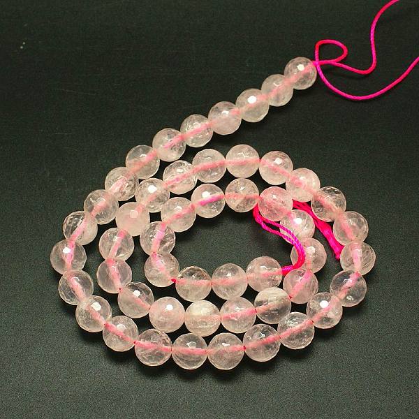 

PandaHall Natural Rose Quartz Beads Strands, Faceted, Round, Rose Quartz, 8mm, Hole: 1mm, about 48pcs/strand, 15.7 inch Rose Quartz Round..., Pink