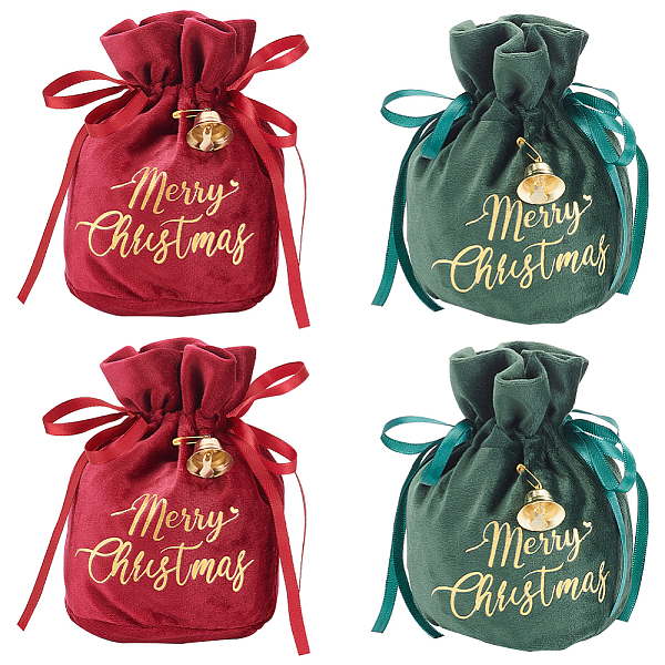 

PandaHall BENECREAT 4Pcs 2 Colors Drawstring Christmas Bags, Merry Christmas Gift Wrapping Bags Treat Pouch Bags for Birthdays, Gift..., Multicolor