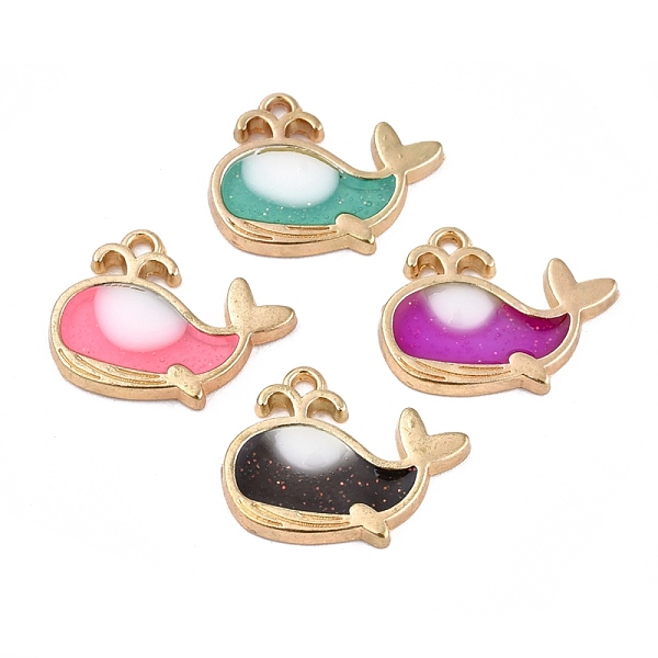 

PandaHall Alloy Enamel Pendants, with Sequins/Paillette, Whale Shape, Golden, Mixed Color, 16x20x2mm, Hole: 1.5mm Alloy+Enamel Fish..., Multicolor
