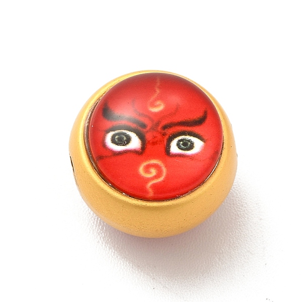 

PandaHall Alloy Enamel Beads, with Glass, Lead Free & Cadmium Free, Mette Gold Color, Round with Face Pattern, Red, 12.5x11.4mm, Hole: 1.8mm...