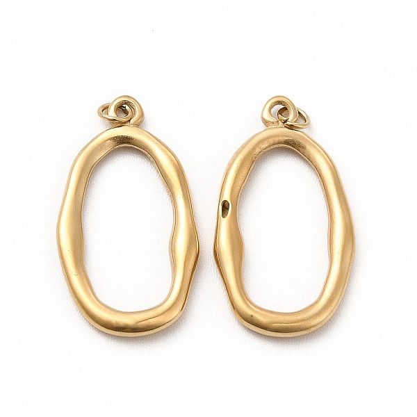 

PandaHall Ion Plating(IP) 304 Stainless Steel Pendants, with Jump Ring, Oval, Real 14K Gold Plated, 21.5x12x2mm, Hole: 2mm 304 Stainless...