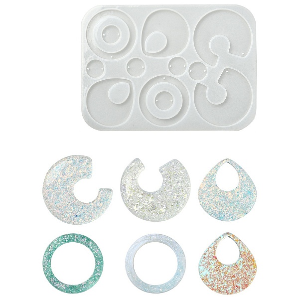 

PandaHall DIY Round/Ring/Teardrop Pendant Silicone Molds, Resin Casting Molds, for UV Resin, Epoxy Resin Jewelry Making, Creamy White...