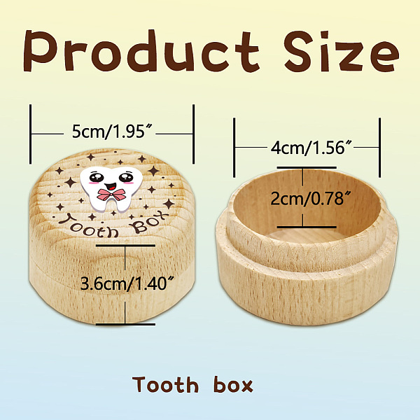 Rundes Buchenholz 3D Mit Gravur „My First Tooth Box“.