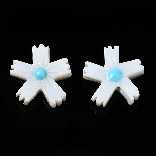 

PandaHall Natural Freshwater Shell Beads, with Enamel, Flower, Light Sky Blue, 15x14x4.5mm, Hole: 0.9mm Freshwater Shell Flower
