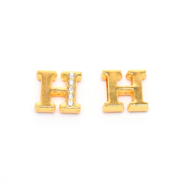 

PandaHall Alloy Slide Charms, with Crystal Rhinestone and Initial Letter A~Z, Letter.H, H: 11.5x12.5x4mm, Hole: 1.5x8mm Alloy+Rhinestone...