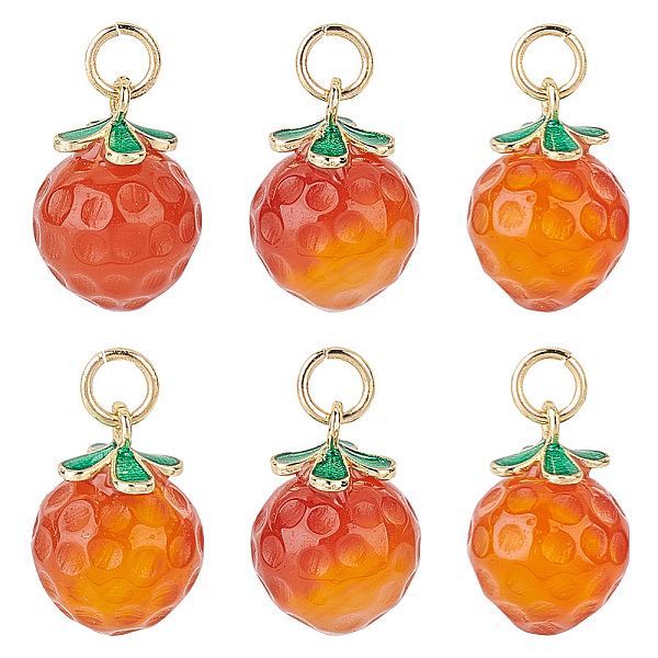 

PandaHall Olycraft 6Pcs Natural Agate Peach Charms, with Golden Tone Alloy Findings, 15x11mm Natural Agate Peach