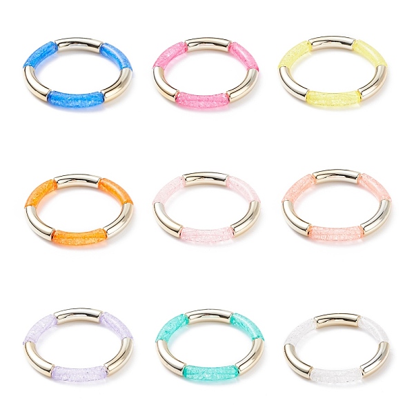 

PandaHall 9Pcs 9 Color Candy Color Acrylic Curved Tube Chunky Stretch Bracelets Set for Women, Mixed Color, Inner Diameter: 2 inch(5.2cm)..., Multicolor