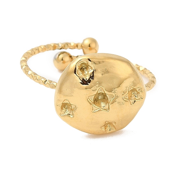 

PandaHall Ion Plating(IP) 304 Stainless Steel Flat Round Open Cuff Ring Settings for Rhinestone, Real 18K Gold Plated, Inner Diameter: 18mm...