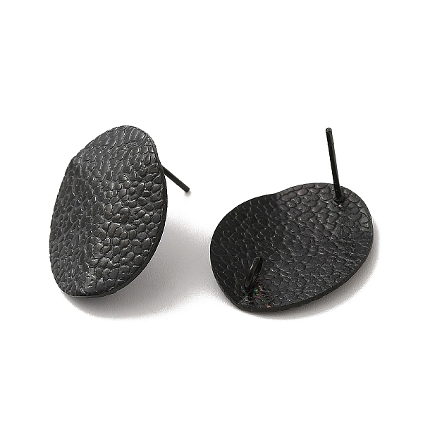 

PandaHall 304 Stainless Steel Stud Earrings Findings, with Vertical Loop, Textured Oval, Electrophoresis Black, 20x16mm, Hole: 2.5mm, Pin...