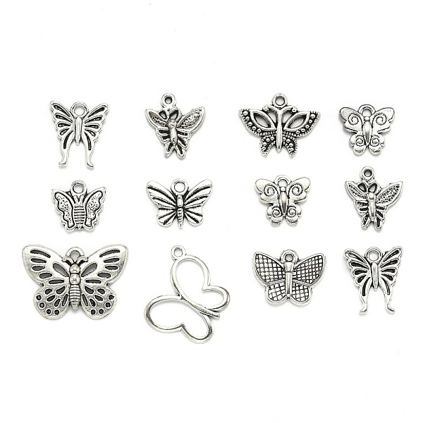 

PandaHall Tibetan Style Alloy Pendants, Butterfly, Mixed Style, Antique Silver, 10~75x10~47x1~3mm, Hole: 1~5mm Alloy Butterfly