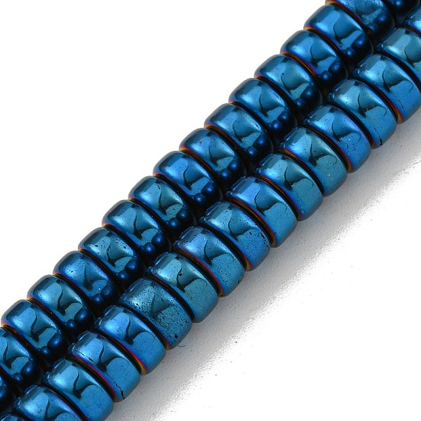 

PandaHall Electroplated Synthetic Non-magnetic Hematite Beads Strands, Disc, Heishi Beads, Blue Plated, 6x3mm, Hole: 1mm, about...