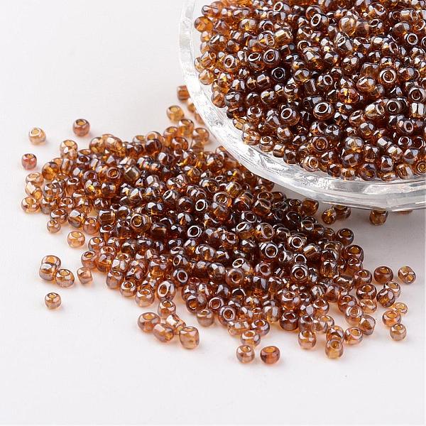 

PandaHall Round Glass Seed Beads, Trans. Colours Lustered, Dark Goldenrod, Size: about 3mm in diameter, hole: 1mm, about 1097pcs/50g Glass..., Gold