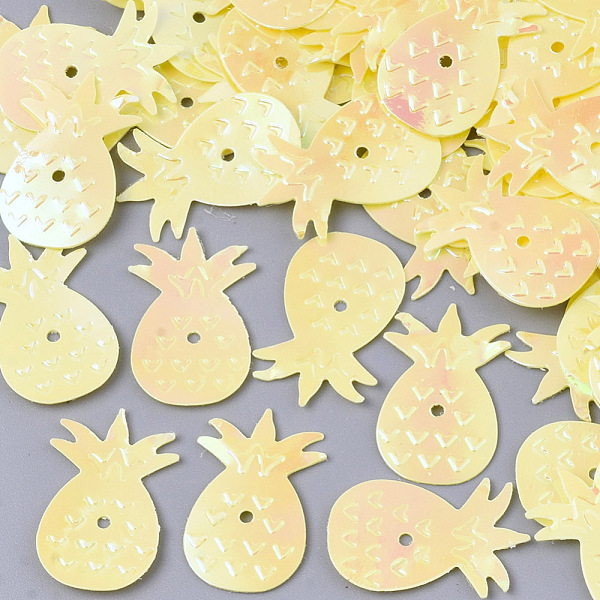 

PandaHall Ornament Accessories, PVC Plastic Paillette/Sequins Beads, Pineapple, Yellow, 17x11x0.3mm, Hole: 0.9mm, about 10000pcs/500g PVC...