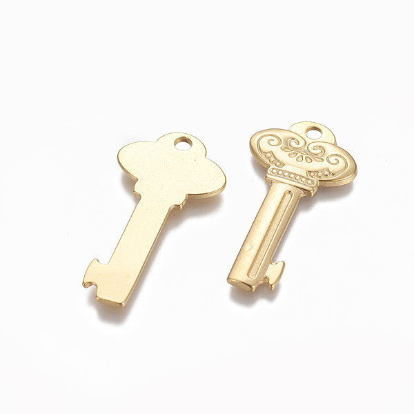 

PandaHall Vacuum Plating 304 Stainless Steel Pendants, Key, Golden, 41x21x2.2mm, Hole: 2.8mm 304 Stainless Steel Key