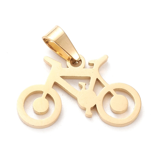 

PandaHall 304 Stainless Steel Pendants, Laser Cut, Bike, Golden, 12x19.5x1mm, Hole: 5x3mm 304 Stainless Steel Vehicle