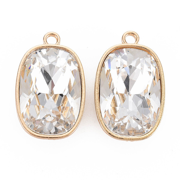 

PandaHall Faceted Glass Pendants, with Alloy Open Back Settings, Oval, Cadmium Free & Lead Free, Clear, Light Gold, 34x21x11mm, Hole: 3mm...