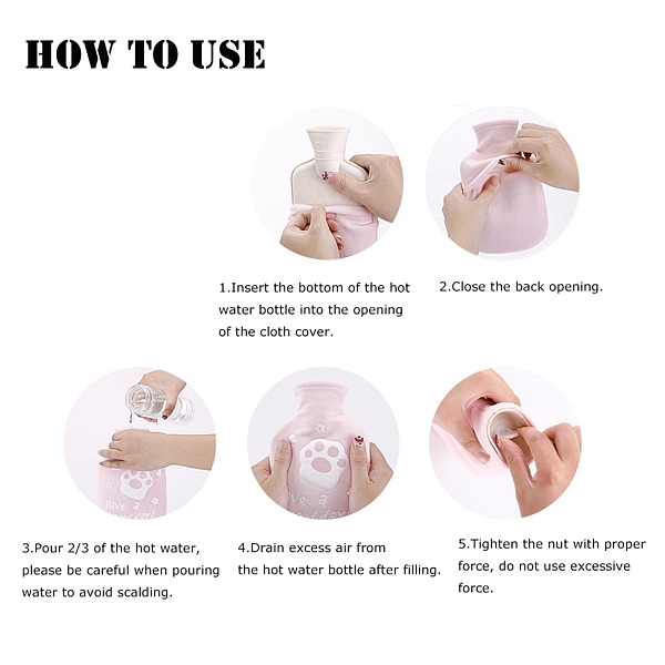 

PandaHall Cat Paw Print Rubber Hot Water Bottles, with with Soft Fluffy Cover, Hot Water Bag, Gray, 187x110mm, Capacity: 350ml Rubber Gray