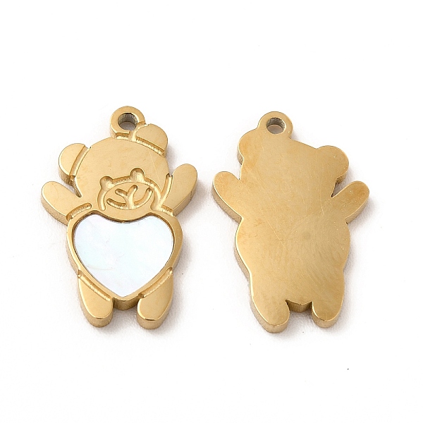 

PandaHall Ion Plating(IP) 304 Stainless Steel Pendants, with Shell, Bear Charm, Real 14K Gold Plated, 16x10x1mm, Hole: 1.2mm Stainless...