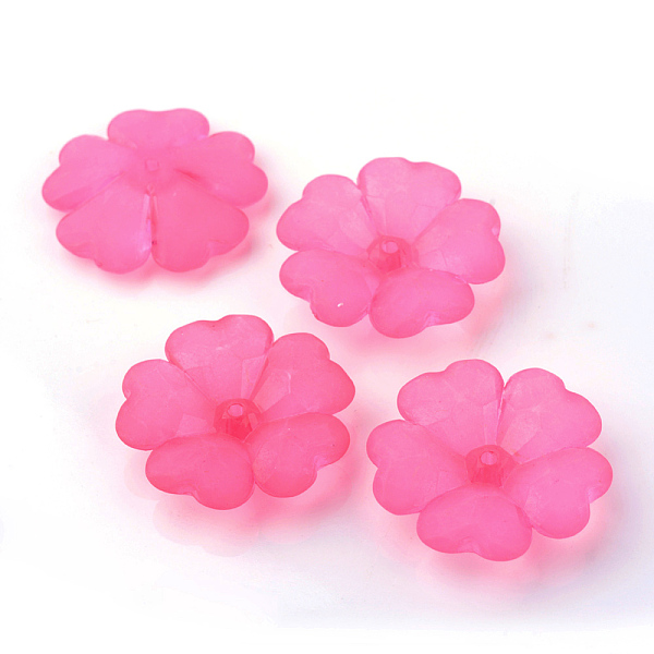 

PandaHall Transparent Acrylic Beads, Frosted, Flower, Mixed Color, 28x27x6.5mm, Hole: 2mm, about 219pcs/500g Acrylic Flower Multicolor
