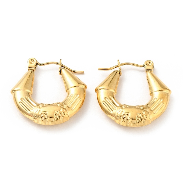 

PandaHall Ion Plating(IP) 304 Stainless Steel Twist Teardrop with Cross Hoop Earrings for Women, Golden, 21x20x4mm, Pin: 0.8mm 304 Stainless...