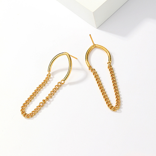 

PandaHall 304 Stainless Steel Dangle Stud Earrings, Chains Tassel Earrings, Golden, Teardrop, 58x17mm 304 Stainless Steel Teardrop