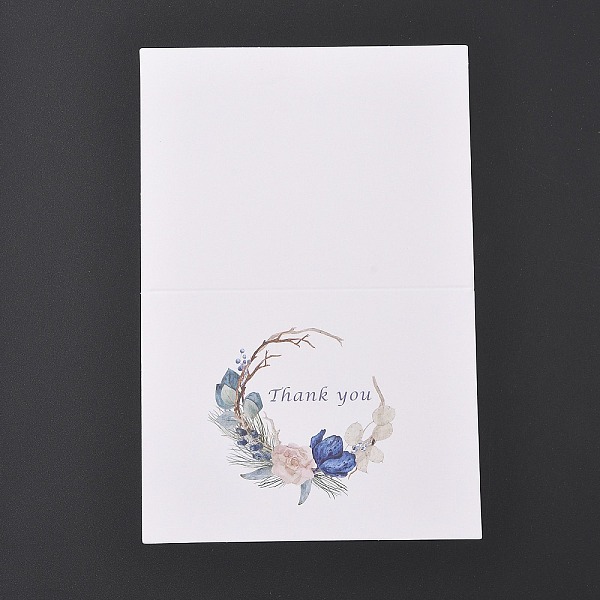 

PandaHall Paper Greeting Card, Word Thank You Rectangle Card, Flower Pattern, 140x94x0.3mm Paper Flower