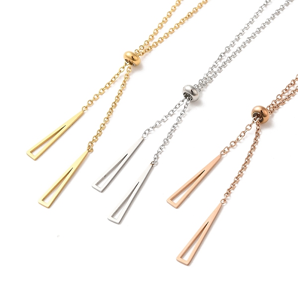 

PandaHall Vacuum Plating 304 Stainless Steel Pendants Lariat Necklaces, Triangle, Mixed Color, 17.24 inch(43.8cm) 304 Stainless Steel...
