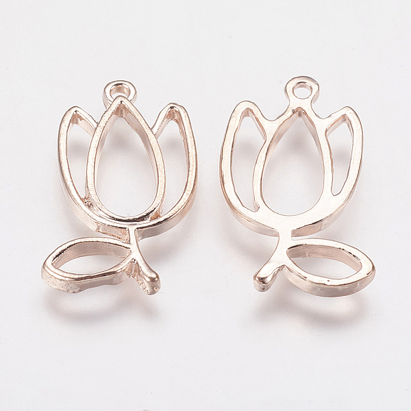 

PandaHall Alloy Open Back Bezel Pendants, For DIY UV Resin, Epoxy Resin, Pressed Flower Jewelry, Flower, Rose Gold, 25x14x2.5mm, Hole: 1.5mm...