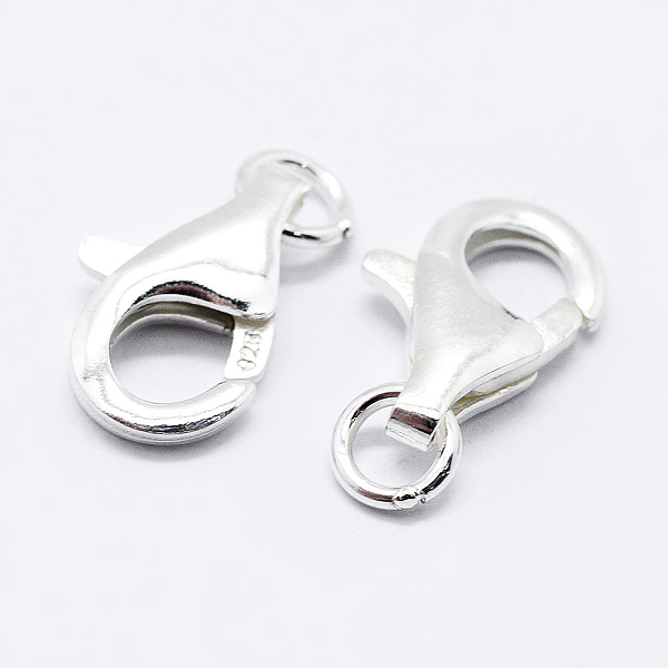 Rhodium Plated 925 Sterling Silver Lobster Claw Clasps