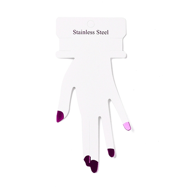 

PandaHall Hand Shaped Cardboard Paper Bracelet Display Cards, with Word Stainless Steel, White, 17.7x8.5x0.04cm, Hole: 7~8mm Paper Word...