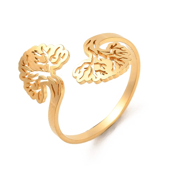

PandaHall 304 Stainless Steel Open Cuff Rings, Tree, Golden, Inner Diameter: 19mm 304 Stainless Steel Tree